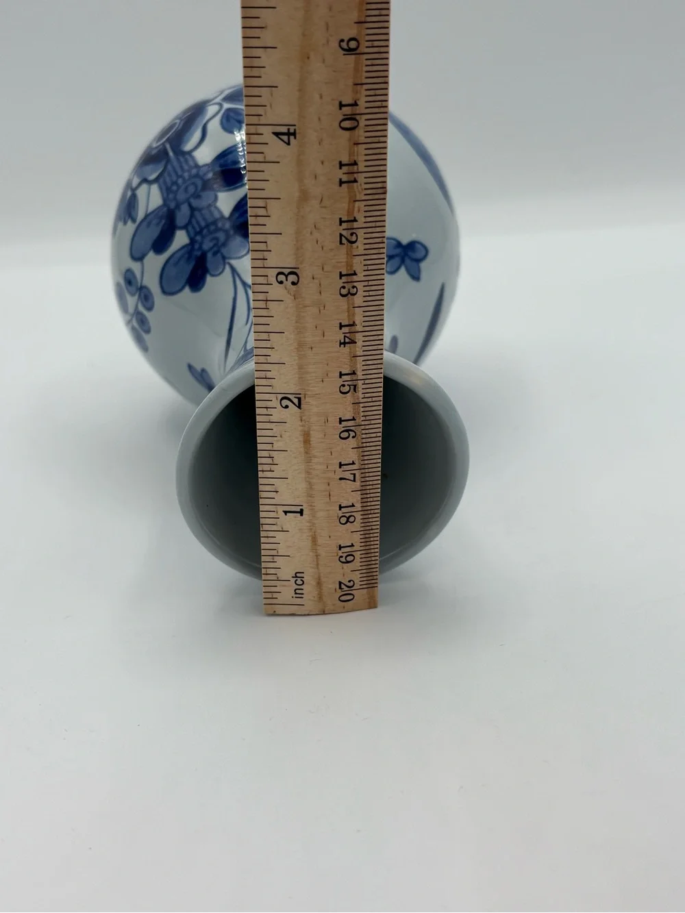 Vintage Delft Style Blue & White Floral Butterfly Ceramic Bud Vase 5”